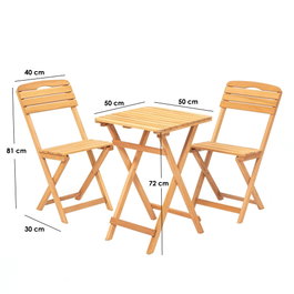 Hanah Home Conjunto de Mesa y Sillas de Jardín My001 en Madera de Haya